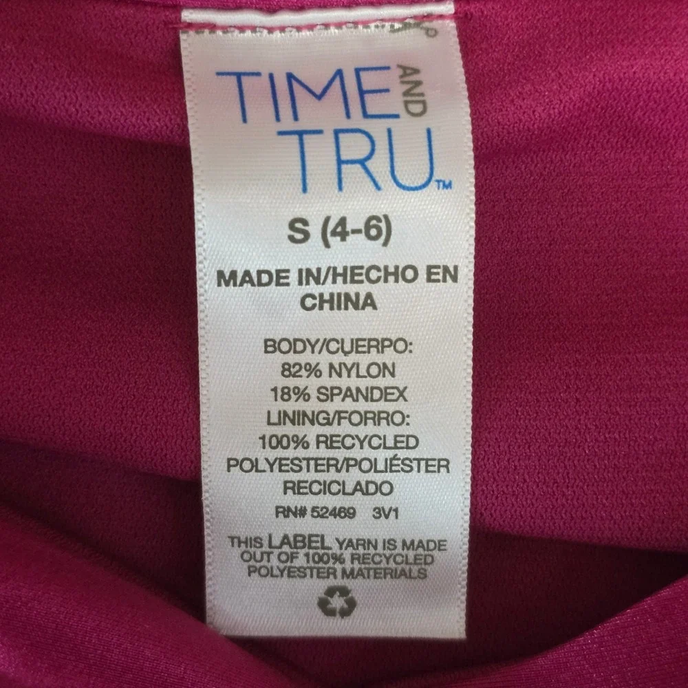 Time and Tru Bikini Set Womens Small 4-6 Magenta Pink Tie Front Keyhole New